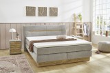 Budapesti Kárpitos Nika mix boxspring ágy ( 180 x 200 cm) - zsenília hatású szürke / gerenda tölgy