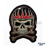 Bukósisakos koponya csontokkal hátfelvarró, nagyméretű