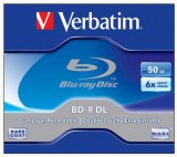 BD-R BluRay lemez, kétrétegű, 50GB, 6x, 1 db, normál tok, VERBATIM