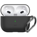 Bluetooth fülhallgató töltőtok tartó, szilikon, vezeték nélküli töltés támogatás, karabiner, Apple AirPods 3 kompatibilis, ESR Bounce, fekete (RS113702) - Fülhallgató tok