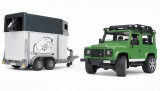 BRUDER Land Rover Defender + Trailer + Ló (02592)