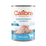 Calibra Dog Puppy & Junior konzerv - Csirke barna rízzsel és lazacolajjal, 400g