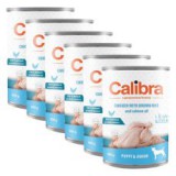 Calibra Dog Puppy & Junior konzerv - Csirke barna rízzsel és lazacolajjal, 6x400g