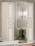 CamelGroup Aida 4-ajtós gardróbszekrény, 2 tükrös ajtóval - fehér-ezüst