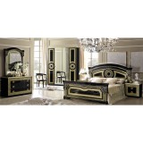 CamelGroup Aida hálószoba - fekete-arany, 160x200 cm ággyal, 4-ajtós szekrénnyel