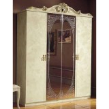 CamelGroup Barocco 4-ajtós gardróbszekrény, 2 tükrös ajtóval - bézs