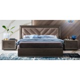 CamelGroup Elite franciaágy keret ágyneműtartóval, kárpitozott fejvéggel - ezüst nyír