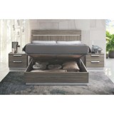 CamelGroup Franciaágy-keret LED-világítással, ágyneműtartóval, velencei szürke – CA Kroma