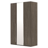 CamelGroup Maia 3-ajtós gardróbszekrény, 1 tükrös ajtóval, Maia fekete nikkel színű fogantyúval - ezüst nyír