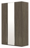CamelGroup Maia 3-ajtós gardróbszekrény, 1 tükrös ajtóval, Maia fekete nikkel színű fogantyúval - ezüst nyír