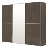 CamelGroup Maia 3 tolóajtós gardróbszekrény, 1 tükrös ajtóval - ezüst nyír