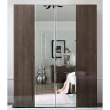 CamelGroup Maia 4-ajtós gardróbszekrény, 2 tükrös ajtóval, Maia fekete nikkel színű fogantyúval - ezüst nyír