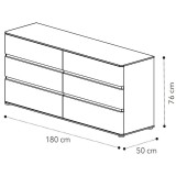 CamelGroup Maia dupla komód, Milano fogantyúval, alacsony lábbal - ezüst nyír