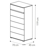 CamelGroup Maia magas, fiókos komód, Maia fogantyúval, alacsony lábbal - ezüst nyír