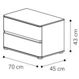 CamelGroup Maia Maxi éjjeliszekrény, Milano fogantyúval, alacsony lábbal - ezüst nyír