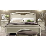 CamelGroup Nostalgia franciaágy keret ágyneműtartóval, íves fejvégű fémbetétes díszráccsal, alacsony lábvéggel, 180x200 cm - antik fehér