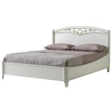 CamelGroup Nostalgia franciaágy keret, hajlított oldallal, íves fejvégű fémbetétes díszráccsal, alacsony lábvéggel, 160x200 cm - antik fehér