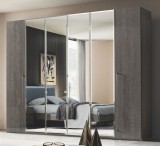 CamelGroup Platinum 6-ajtós gardróbszekrény, 4 tükrös ajtóval - ezüst nyír
