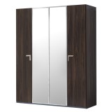 CamelGroup Smart 3-ajtós gardróbszekrény, 1 tükrös ajtóval, Volare fogantyúval - erezett dió