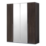 CamelGroup Smart 4-ajtós gardróbszekrény, 2 tükrös ajtóval, Maia fogantyúval - erezett dió