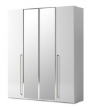 CamelGroup Smart 4-ajtós gardróbszekrény, 2 tükrös ajtóval, Maia fogantyúval - fehér