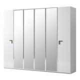 CamelGroup Smart 5-ajtós gardróbszekrény, 3 tükrös ajtóval, Volare fogantyúval - fehér