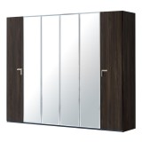 CamelGroup Smart 6-ajtós gardróbszekrény, 4 tükrös ajtóval, Volare fogantyúval - erezett dió