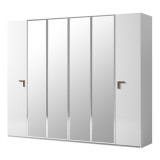 CamelGroup Smart 6-ajtós gardróbszekrény, 4 tükrös ajtóval, Volare fogantyúval - fehér