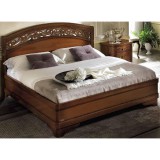 CamelGroup Torriani Botticelli franciaágy keret ágyneműtartóval, hajlított fa fejvéggel, 160x200 cm - dió