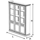 CamelGroup Torriani Day 3-ajtós könyvespolc 5 üvegpolccal - dió
