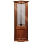 CamelGroup Torriani Day balra nyíló 1-ajtós hajlított vitrines szekrény tükör hátfallal - dió