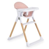 Cangaroo ALMOND etetőszék bőr ülés fa lábakkal PINK