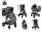 Cangaroo iCLICK Babakocsi 2in1 szett 22kg, aluminium váz, fordítható ülés, autom. csukható SZÜRKE