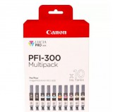 Canon PFI-300 tintapatron 10 db Eredeti Fekete, Kék, Cián, Szürke, Magenta, Fotó fekete, Fotó bíborvörös, Vörös, Sárga