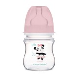 Canpol babies Anti-kólikás cumisüveg, EasyStart, EXOTIC ANIMALS, 120 ml - rózsaszín