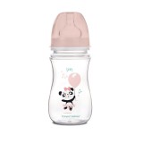 Canpol babies Anti-kólikás cumisüveg, EasyStart, EXOTIC ANIMALS, 240 ml - rózsaszín