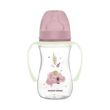 Canpol babies Anti-kólikás cumisüveg, világító fogantyúval, EasyStart, SLEEPY KOALA, 240 ml - pink