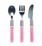 Canpol babies Canpol Fém evőeszköz kanál, villa, kés (18h+) - Rózsaszín