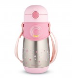 Canpol babies Canpol Hőtartó pohár szilikonos szívószállal 300 ml (12h+) - Rózsaszín