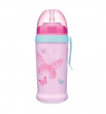 Canpol babies Canpol Sport itatópohár cseppmentes szívószállal 350 ml (12h+) - Rózsaszín pillangók