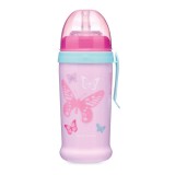 Canpol babies Cseppmentes itatópohár, szilikon szívószállal, 350 ml, BUTTERFLY - rózsaszín
