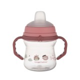 Canpol babies Itatópohár szilikonos ivócsőrrel, FirstCup, 150 ml, Bonjour Paris - rózsaszín