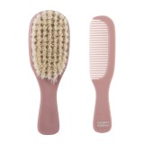 Canpol babies Természetes sörtés hajkefe és fésű GOLD - rózsaszín