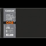 Canson One 196 lapos 21,6x14 cm fekvő tájolású sima rajzpapírfüzet - Fekete (C31200L025)