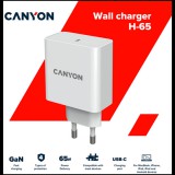 Canyon hálózati tölt&#337;, 1 portos, usb-c, 65w, fehér - cnd-cha65w01