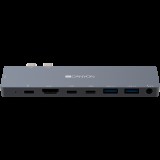 CANYON USB-C HUB Multiport, MacBook-hoz, 8-in-1, USB3.0, HDMI, USB-C, Audio, szürke - CNS-TDS08DG - Bontott termék!