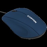 CANYON Wired Optical Mouse with 3 keys, DPI 1000  With 1.5M USB cable,Blue,size72*108*40mm  weight:0.077kg (CNE-CMS05BL) - Egér
