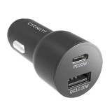 Car charger Cygnett USB, USB-C 20W (black)