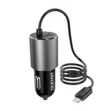 Car charger Dudao R5ProL 1x USB, 3.4A + Lightning cable (grey)