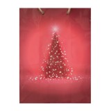 Cardex Ajándéktáska Piros színben karácsonyfa mintázattal 17,5x22,5x9,5cm